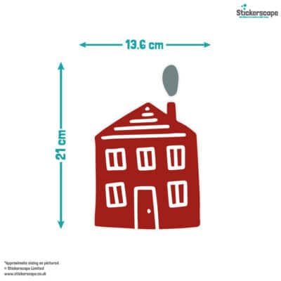 scandi christmas window stickers size guide showing how big the house window sticker from the pack is