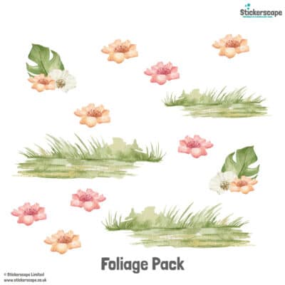 Watercolour Jungle Scene Wall Sticker foliage add on pack on a white background