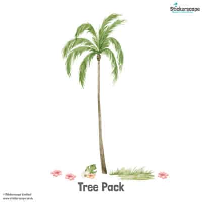 Watercolour Jungle Scene Wall Sticker tree add on pack on a white background