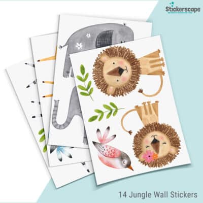 Cute Safari Wall Stickers sheet layout