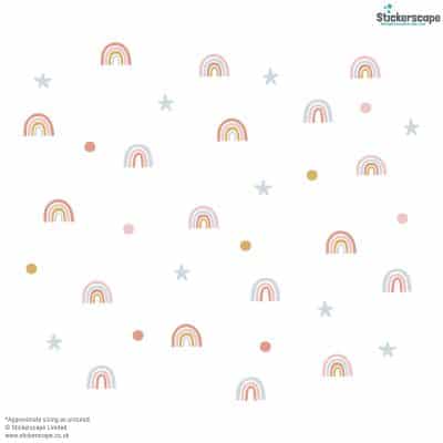Rainbow and Stars Wall Stickers on a white background
