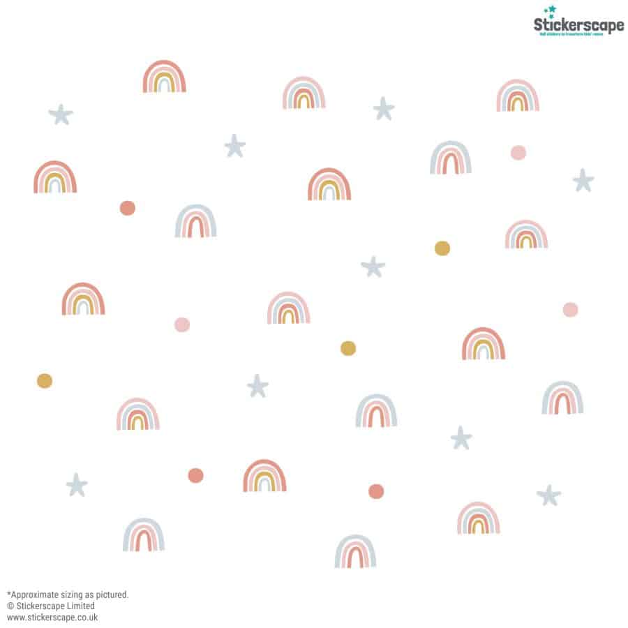 Rainbow and Stars Wall Stickers on a white background