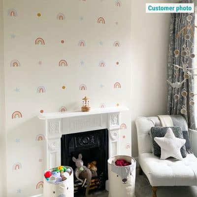 Rainbow and Stars Wall Stickers on a customer's room on a white wall