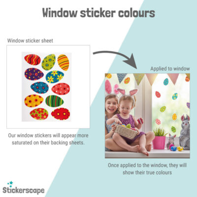 Spring window sticker colour difference between sheet and when applied to a window