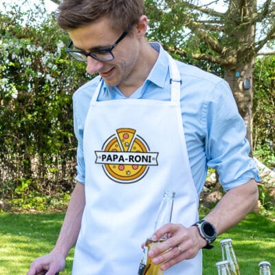 papa-roni pizza apron in white