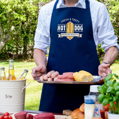 hot dog apron in navy