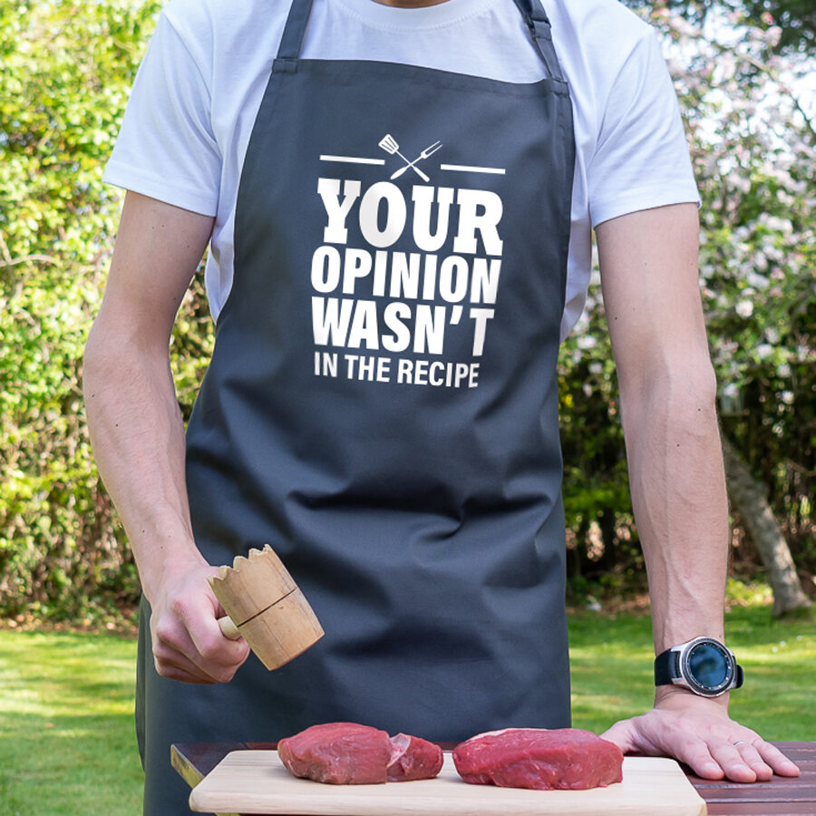 your opinion apron in grey
