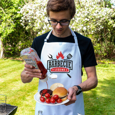 barbecue legend apron in white