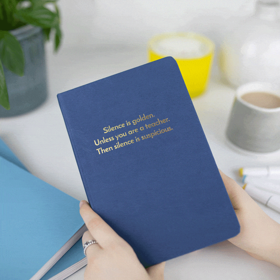 silence is golden teacher notebook navy notebook gold text