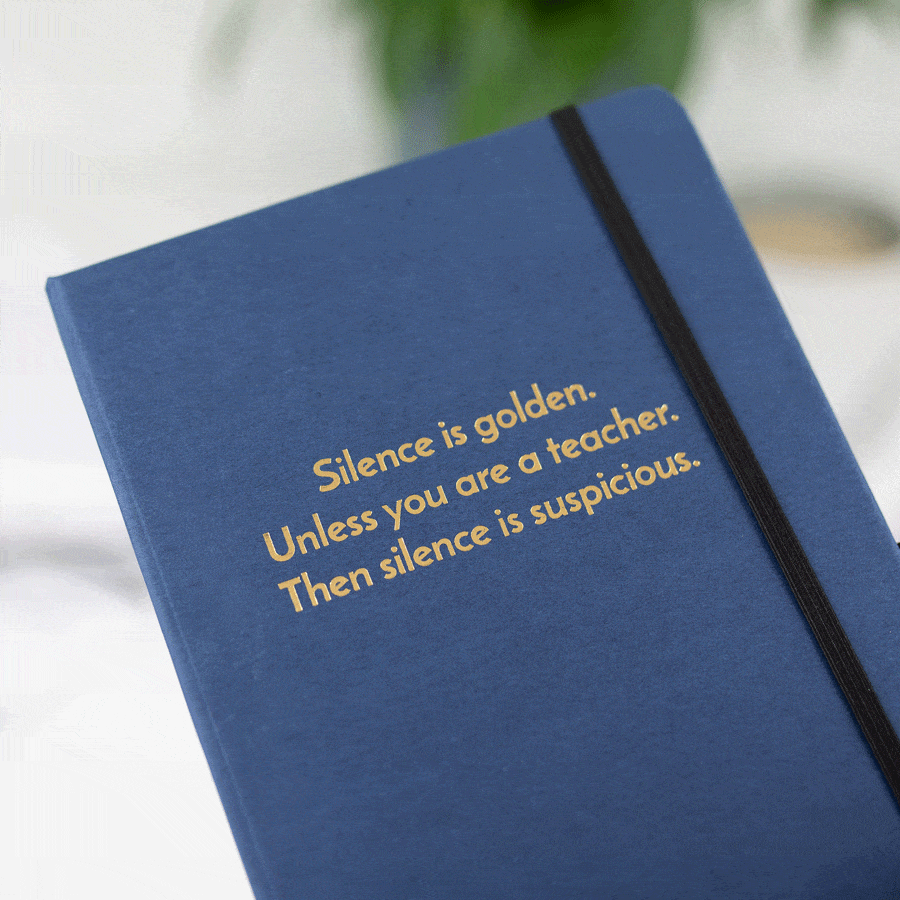 silence is golden teacher notebook navy notebook gold text
