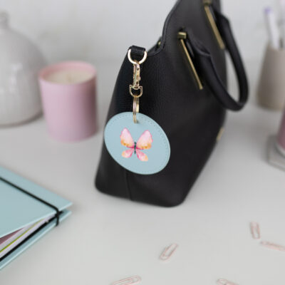 butterflies keyring in blue