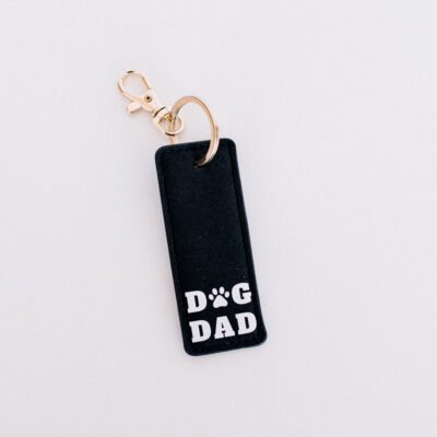 dog dad keyring in black and silver