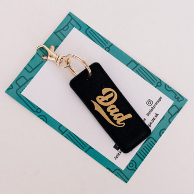 Dad est keyring, Dad personalisation in black gold