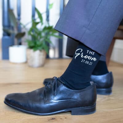 The Groom socks, personalised socks with the words "the Groom" with a personalised date underneath