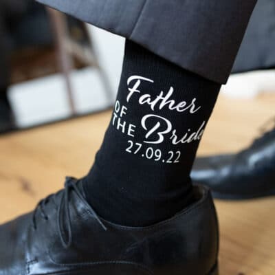 Father of the bride socks, personalised socks with the words "Father of the Bride" with a personalised date underneath
