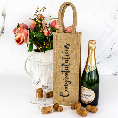 congratulations bottle bag, anthracite, side showing congratulations