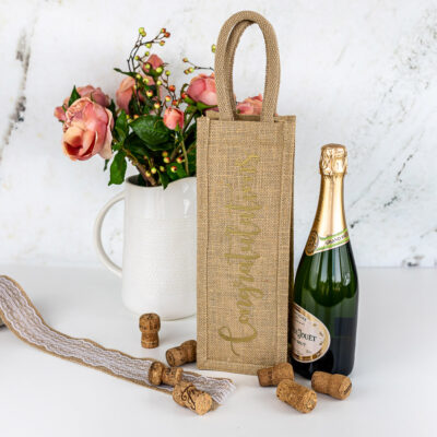 congratulations bottle bag, gold, side showing congratulations