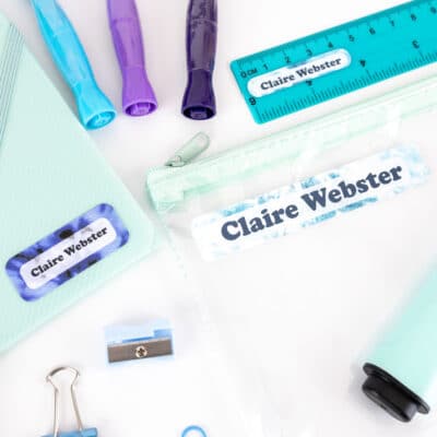 Blue Tie Dye Name Label Pack on stationary