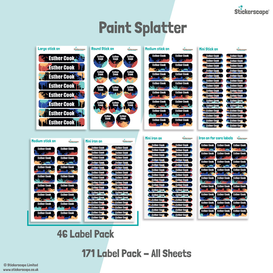 Paint Splatter name labels | Mixed labels