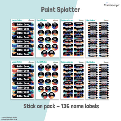 Paint Splatter name labels | Stick on labels