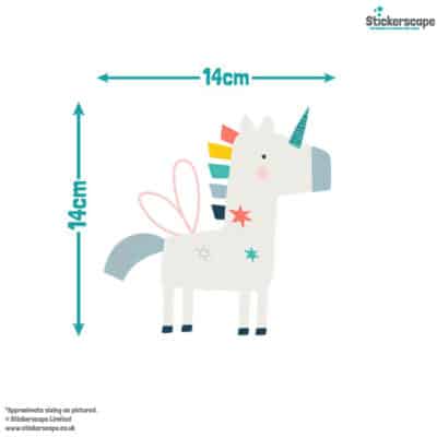 fairy fun stickaround pack, measurment of unicorn 14 x 14cm