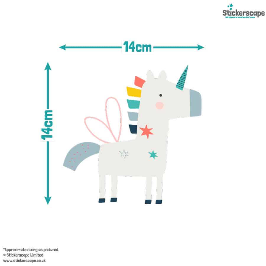 fairy fun stickaround pack, measurment of unicorn 14 x 14cm