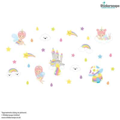 unicorn fairies stickaround pack, stickers shown on a white background
