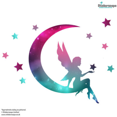 fairy silhouette sparkle wall sticker shown on a white background