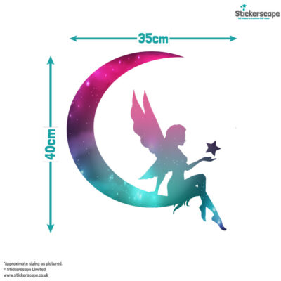 fairy silhouette sparkle wall sticker shown on a white background