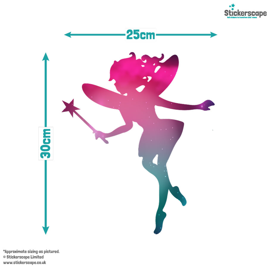fairy silhouette sparkle wall sticker shown on a white background