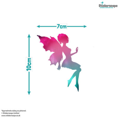 fairy silhouette sparkle wall sticker shown on a white background