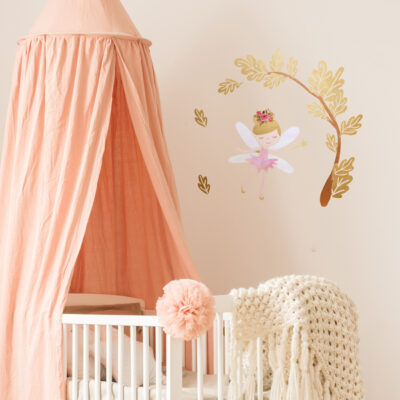fairy tree and scene wall sticker, stickers shown on a wall in a nursery
