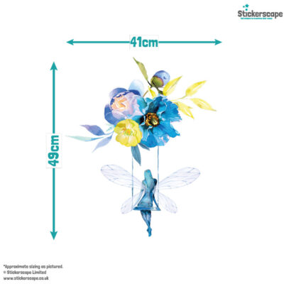 fairy flower swing wall sticker, stickers shown on a white background