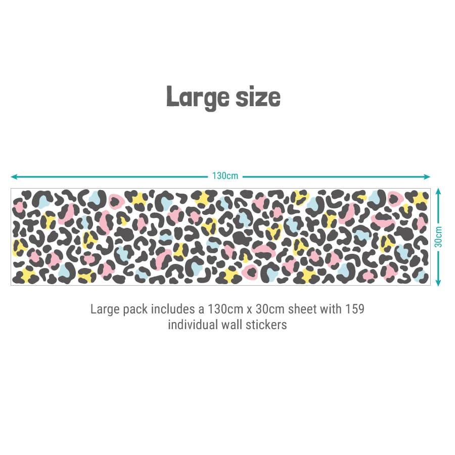 animal print wall stickers (black and pastels - large) showing what comes on a sheet