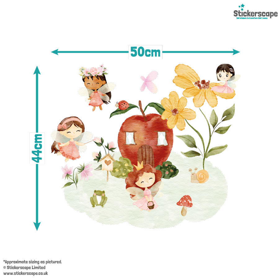 flower fairy garden wall sticker, stickers shown on a white background