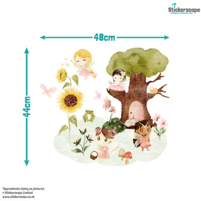 flower fairy garden wall sticker, stickers shown on a white background