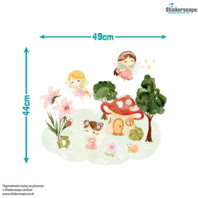 flower fairy garden wall sticker, stickers shown on a white background