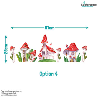 fairy mushroom houses wall sticker, stickers shown on a white background