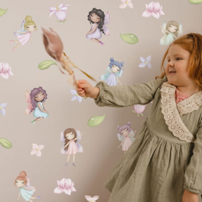 flower fairies wall sticker, stickers shown on a white background