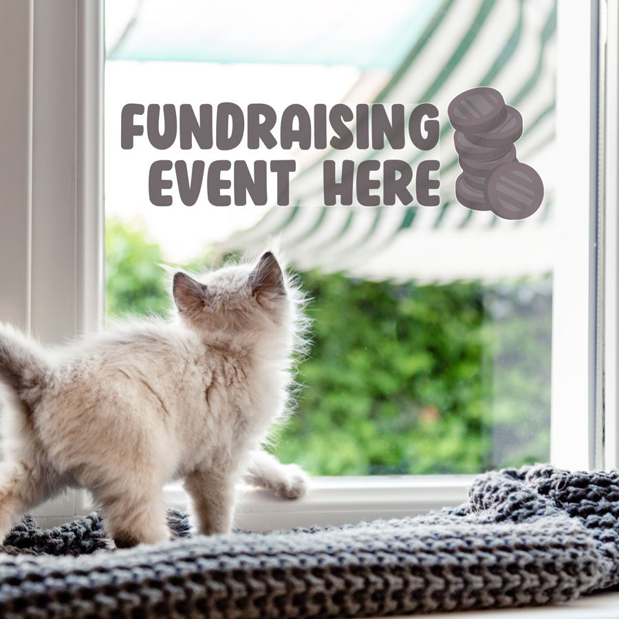 fundraising event sticker for charity events on a window