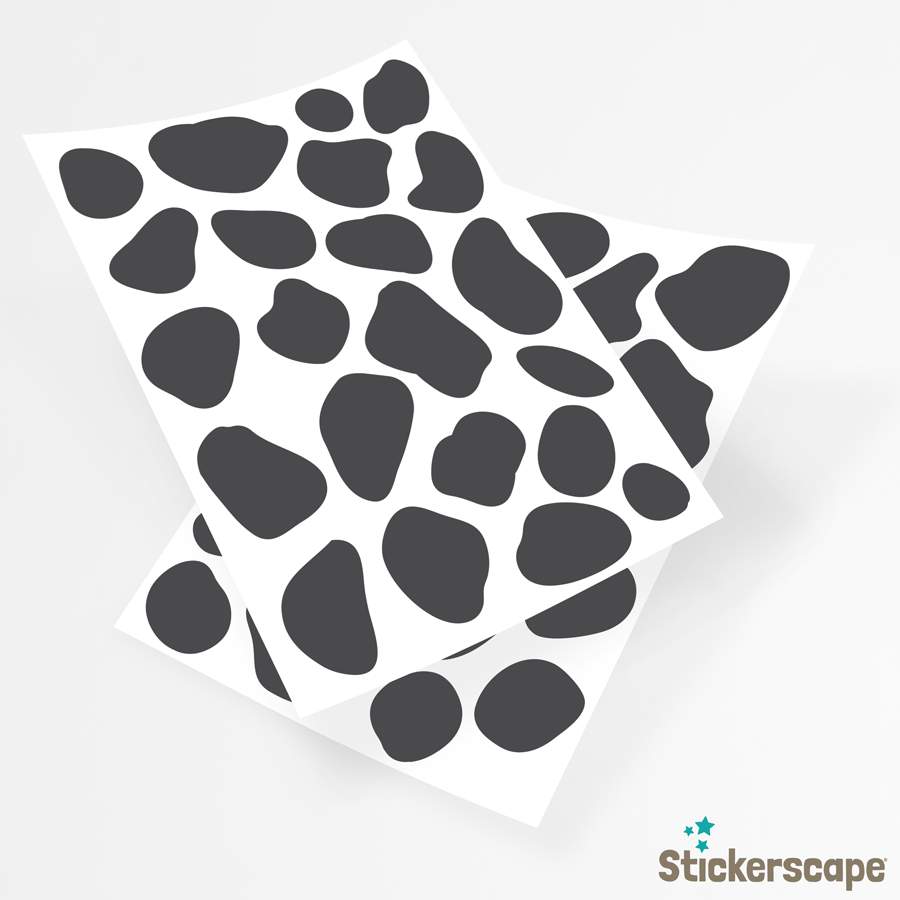 Dalmatian print wall sticker pack in black shown on the sheets