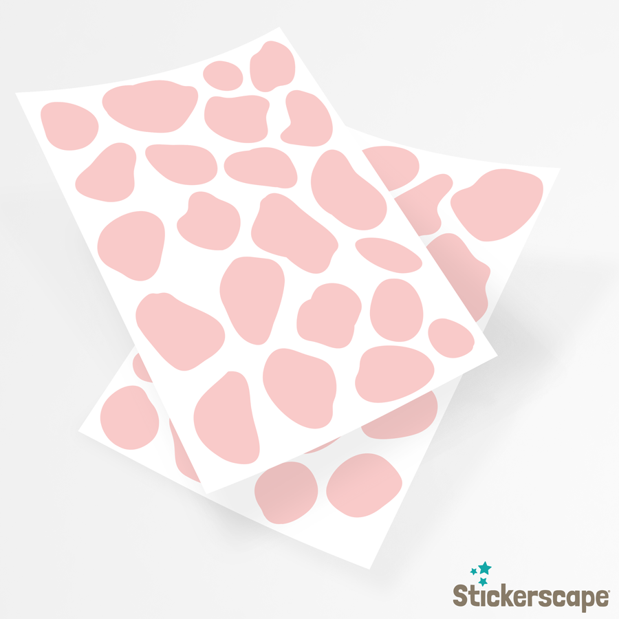 Dalmatian print wall sticker pack in pink shown on the sheets
