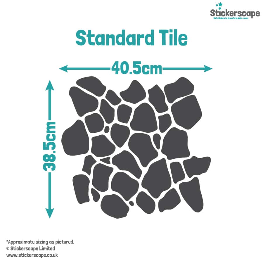 giraffe print wall sticker tile in black size guide of the standard tile