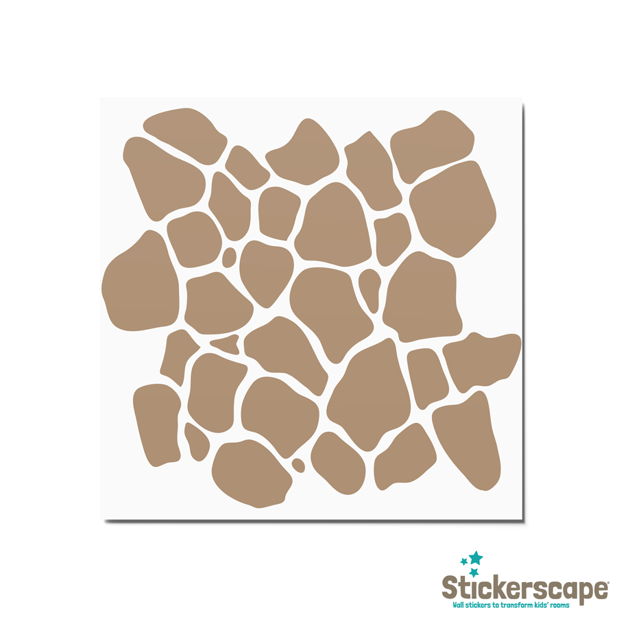 giraffe print wall sticker tile in brown shown on the sheet