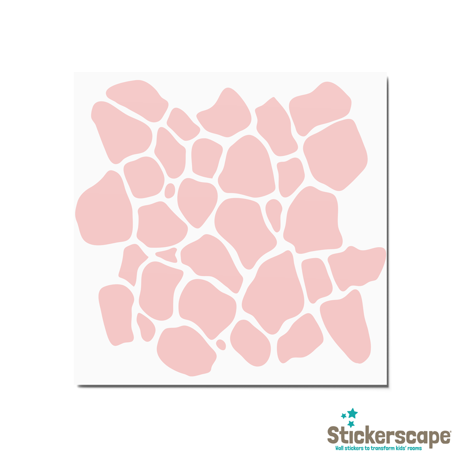 giraffe print wall sticker tile in pink shown on the sheet