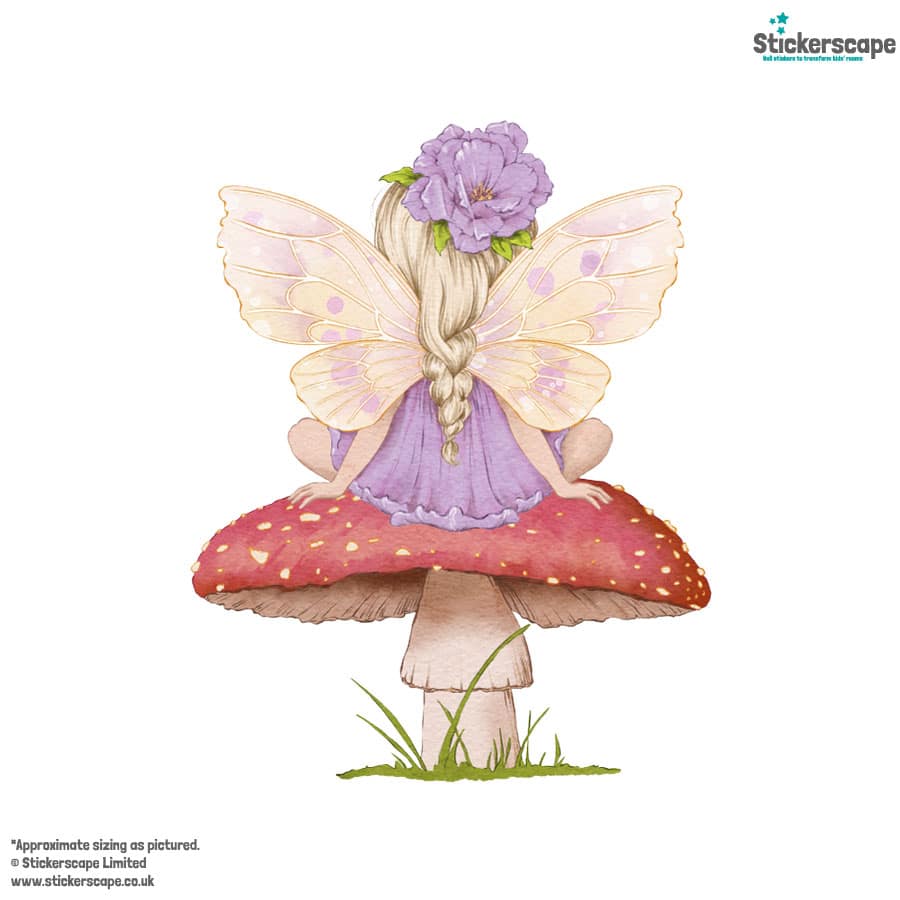 toadstool fairies wall stickers, option one back view shown on a white background