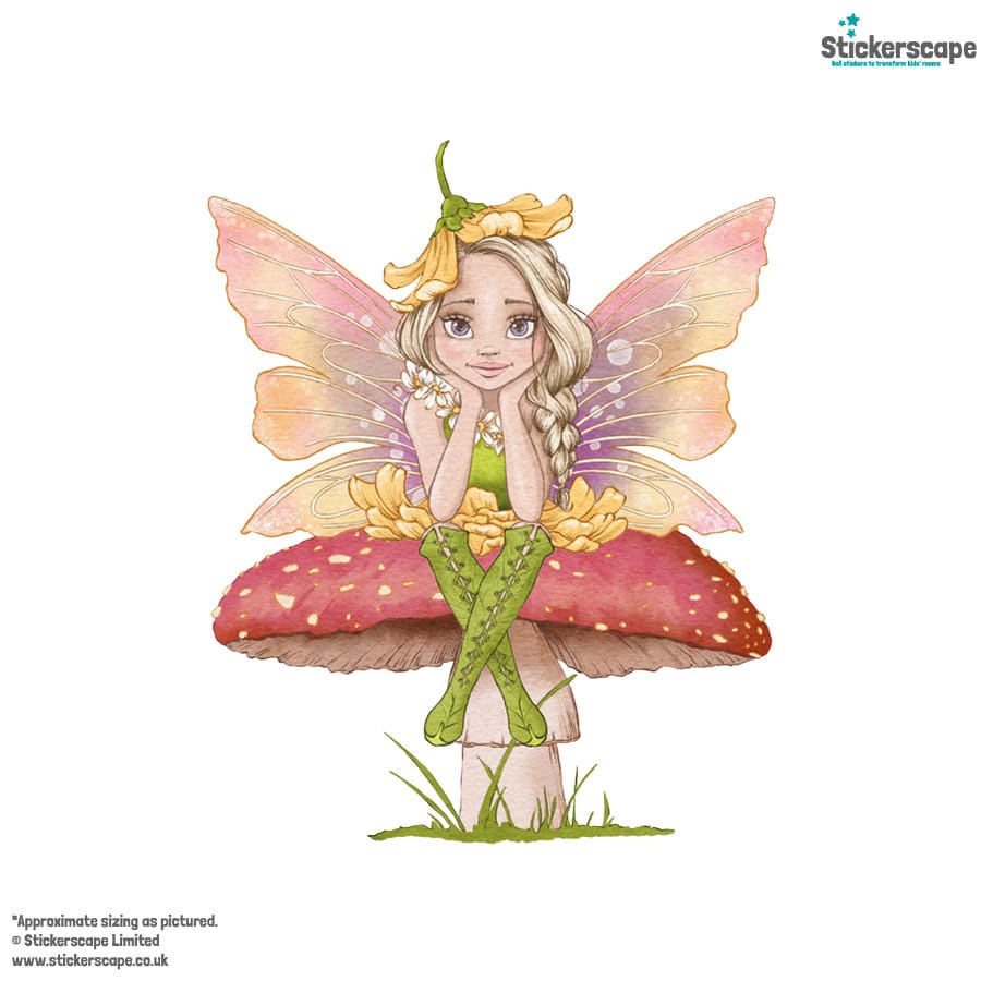 toadstool fairies wall stickers, option one front view shown on a white background