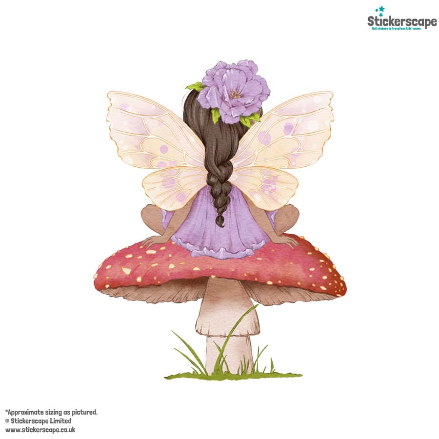 toadstool fairies wall stickers, option two back view shown on a white background