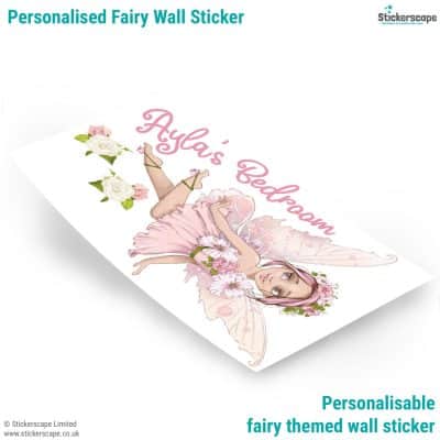 personalised fairy wall sticker showing sheet layout and what's included in the pack