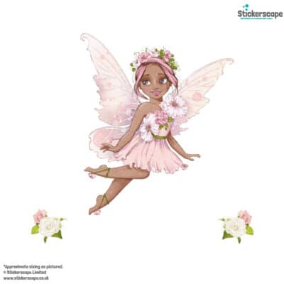 personalised flower fairy wall stickers in option 2 shown on a white background